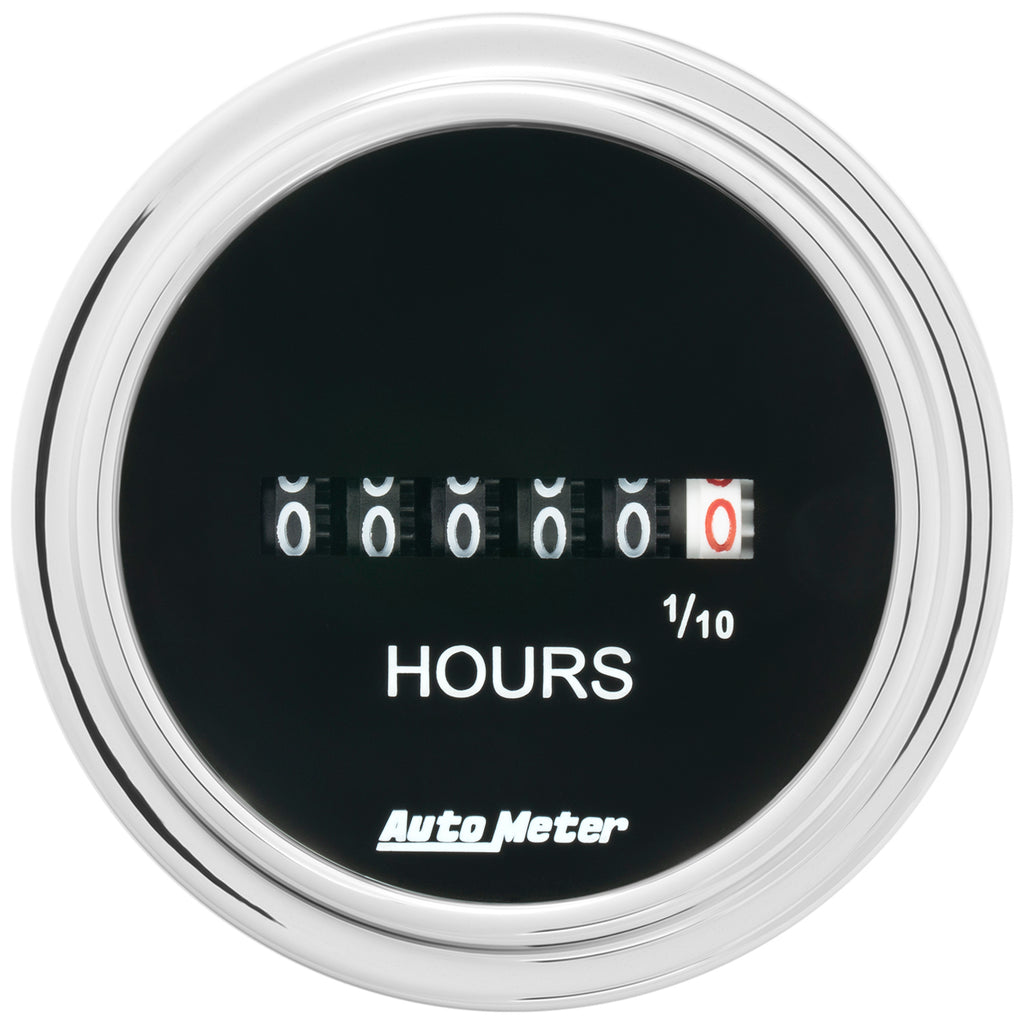 AutoMeter 2587 GAUGE, HOURMETER, 2 1/16", 100K HOURS, ELECTRIC (8V-32V), TRADITIONAL CHROME