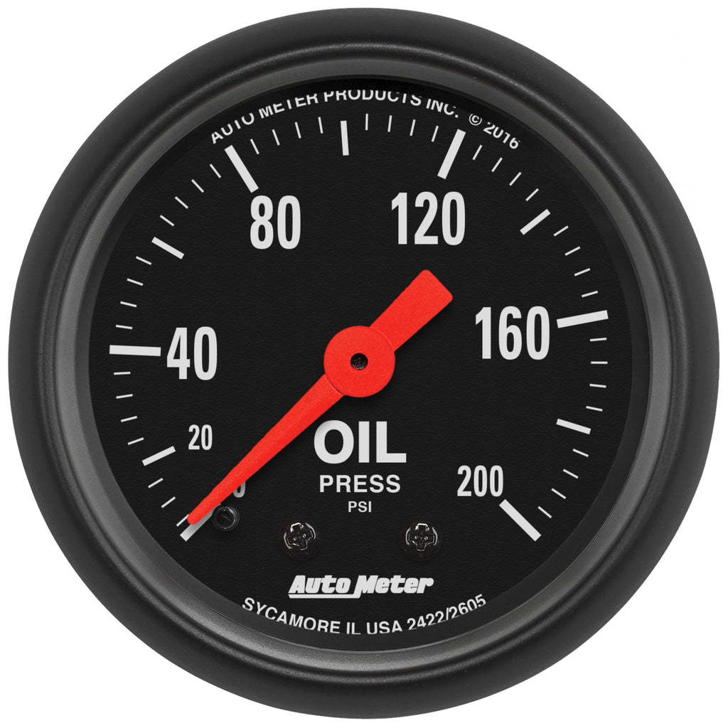 AutoMeter 2605 GAUGE, OIL PRESS, 2 1/16", 200PSI, MECHANICAL, Z-SERIES