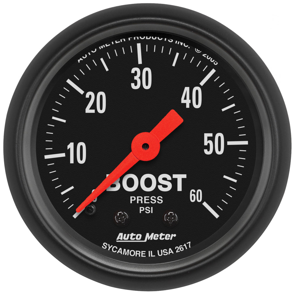 AutoMeter 2617 GAUGE, BOOST, 2 1/16", 60PSI, MECHANICAL, Z-SERIES