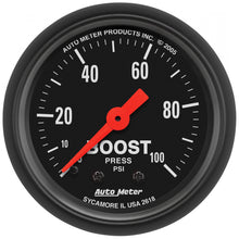 Load image into Gallery viewer, AutoMeter 2618 GAUGE, BOOST, 2 1/16", 100PSI, MECHANICAL, Z-SERIES