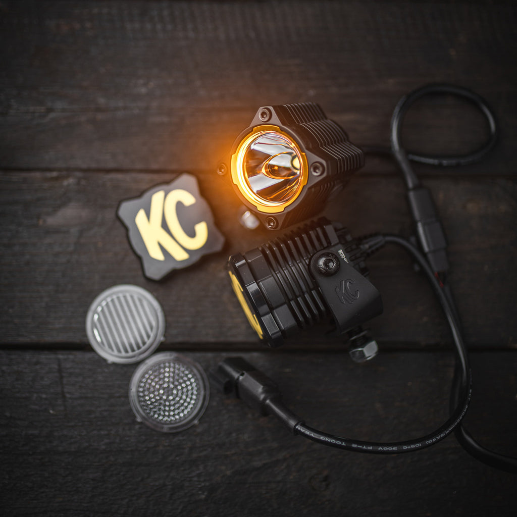 KC HiLiTES 265 KC FLEX ERA 1 LED 2-Light Master Kit with Wiring Harness and Spread Beam Pattern