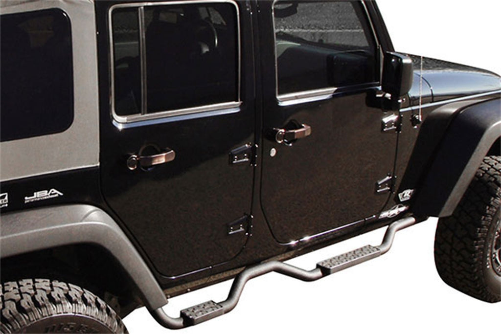 Rampage 26628 Slimline 2 in. Round Side Bar Cab Length for Select Jeep Wrangler, Jeep Wrangler JK