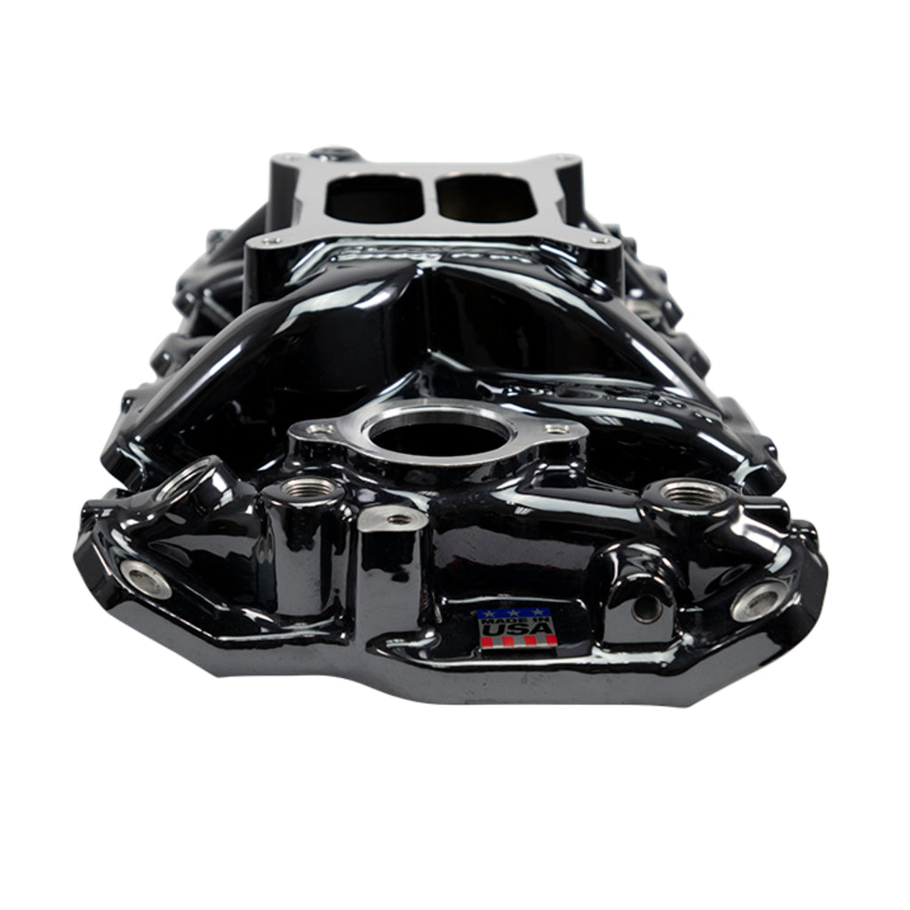 Edelbrock 2701-BP Performer EPS Intake Manifold for 1955-86 Small-Block Chevy, Black Plasma Finish