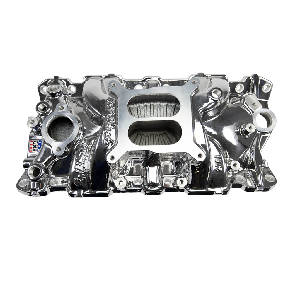 Edelbrock 2701-CP EPS Intake Manifold for 1955-86 Small-Block Chevy, Chrome Plasma Finish