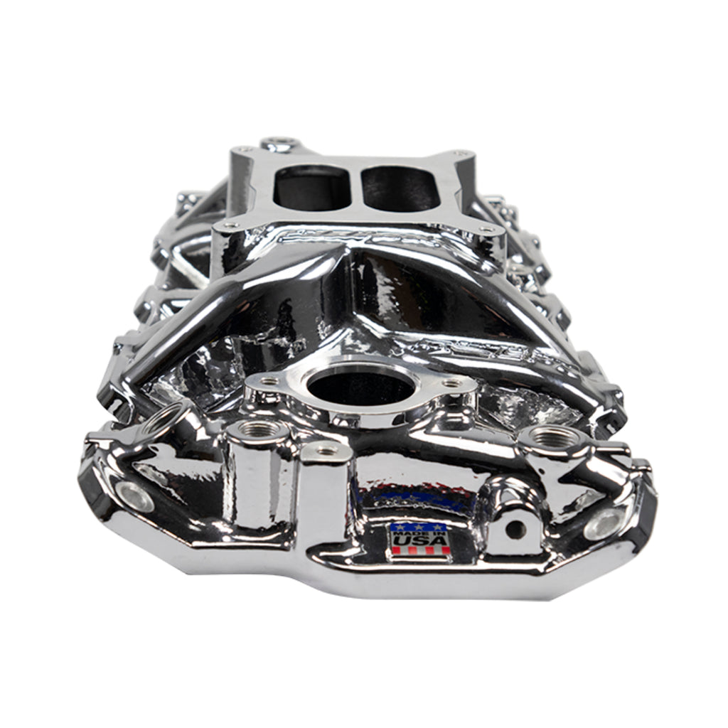 Edelbrock 2701-CP EPS Intake Manifold for 1955-86 Small-Block Chevy, Chrome Plasma Finish