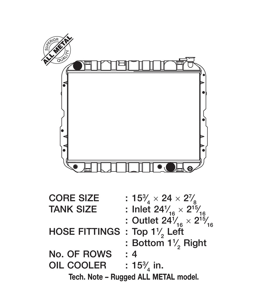 CSF Cooling - Racing & High Performance Division 2708 81-87 4.2L Toyota Landcruiser (AT) / 1988 4.0L (AT) (4-Row Copper Core) Radiator for Select Toyota Land Cruiser