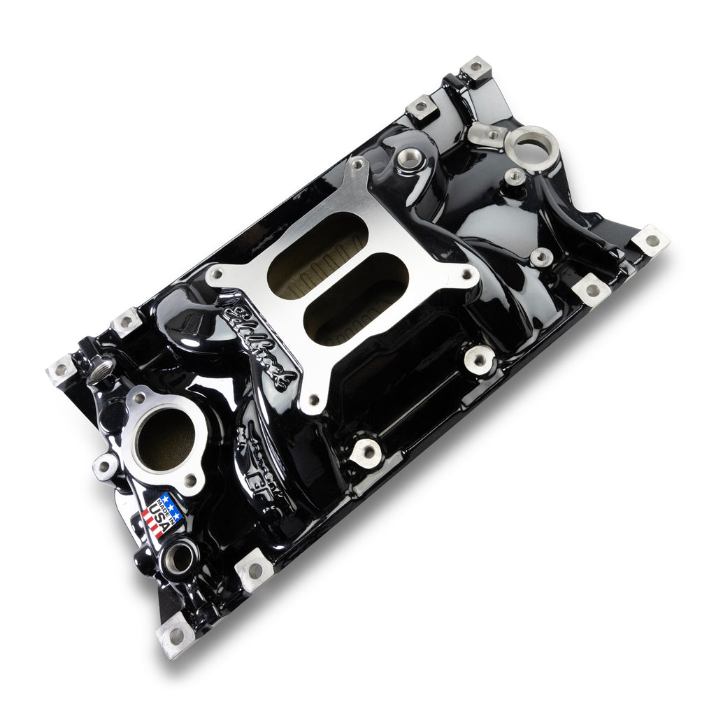 Edelbrock 2716-BP Edelbrock Perf EPS Manifold for Small-Block Chevy Vortec, Black Plasma Finish