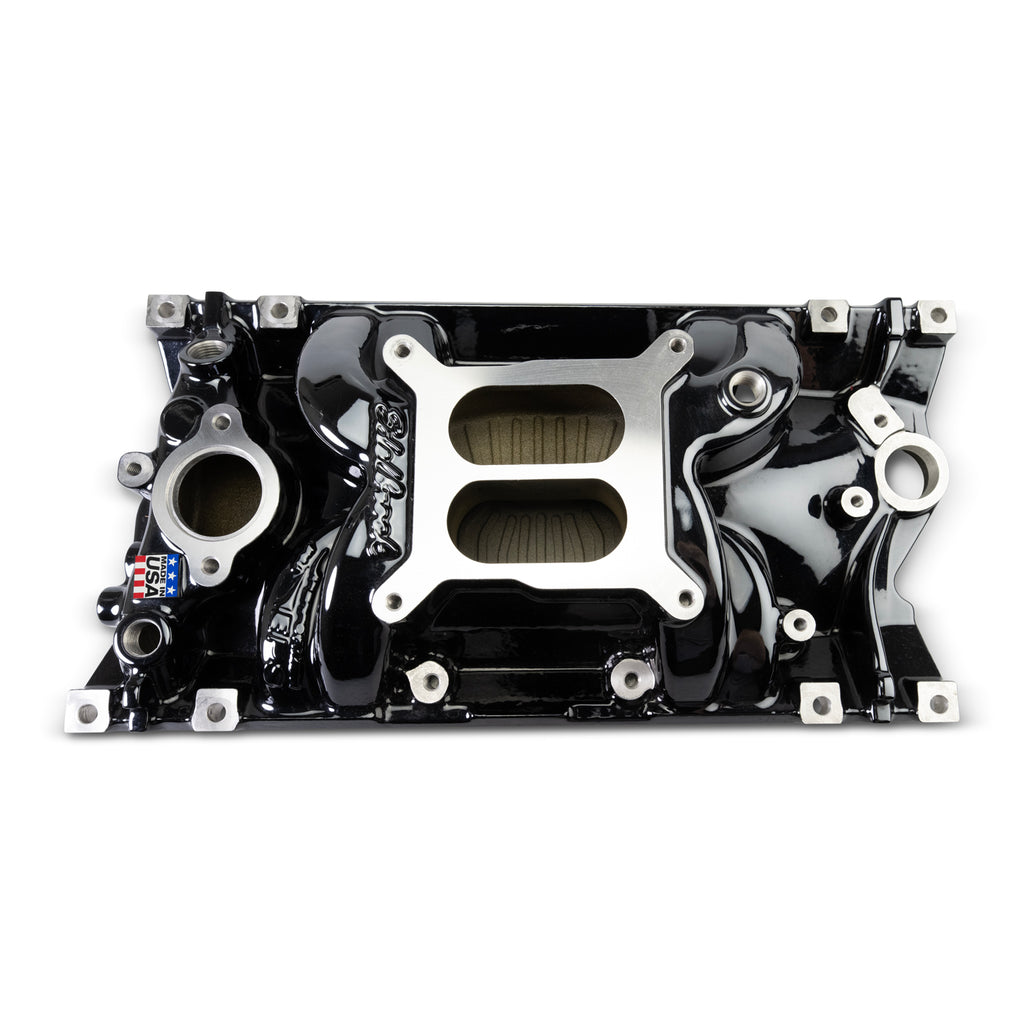 Edelbrock 2716-BP Edelbrock Perf EPS Manifold for Small-Block Chevy Vortec, Black Plasma Finish