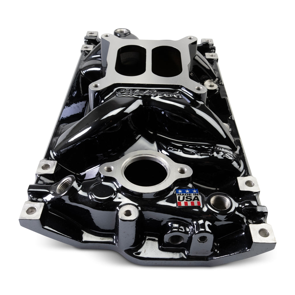 Edelbrock 2716-BP Edelbrock Perf EPS Manifold for Small-Block Chevy Vortec, Black Plasma Finish