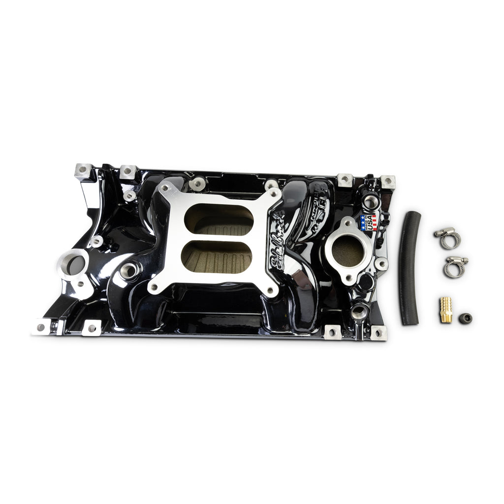 Edelbrock 2716-BP Edelbrock Perf EPS Manifold for Small-Block Chevy Vortec, Black Plasma Finish