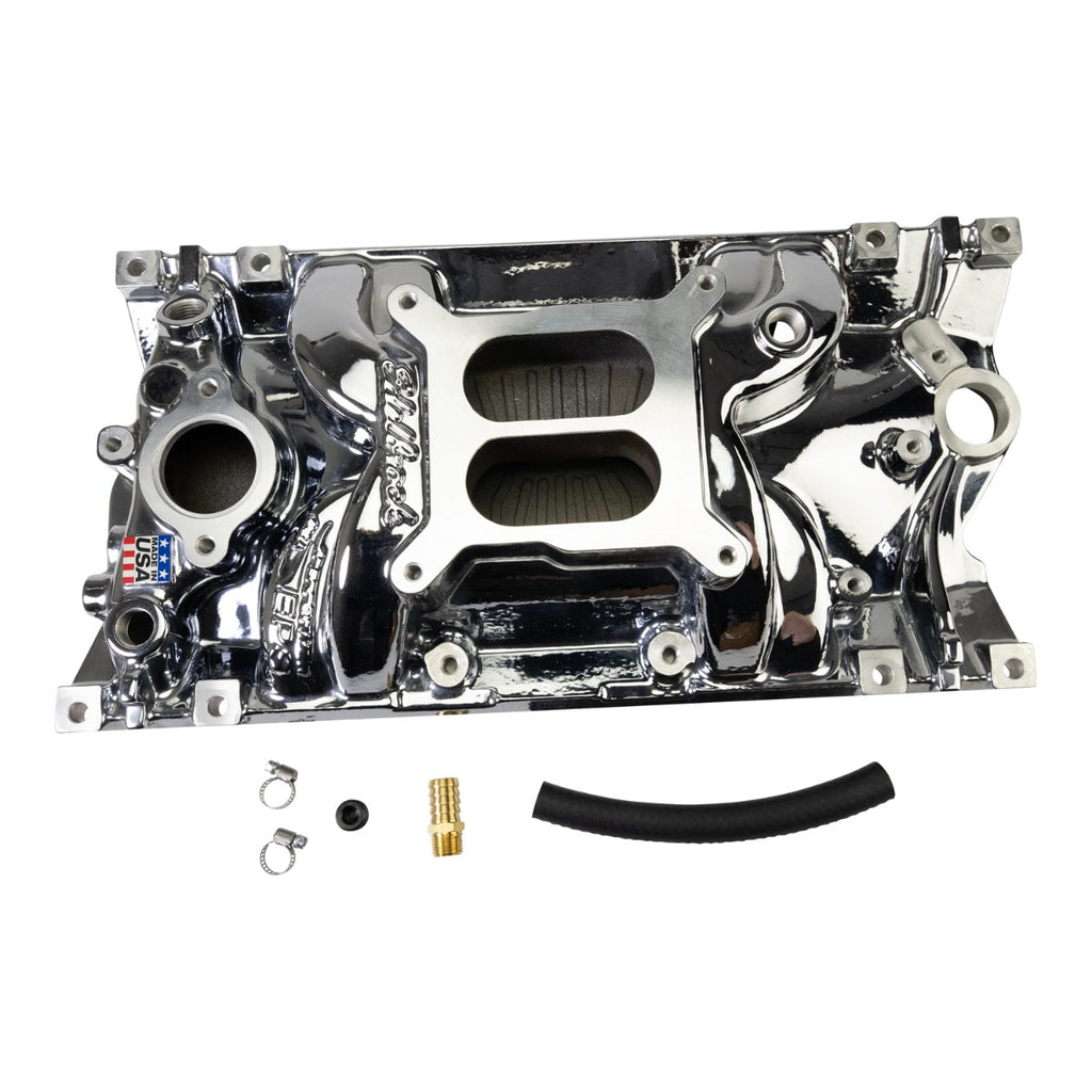 Edelbrock 2716-CP Edelbrock Perf EPS Manifold for Small-Block Chevy Vortec, Chrome Plasma Finish