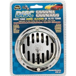 Wolo Horns 275-2T DELUXE DISC HORN Chrome Grill, High Tone, Two (2) Terminals.