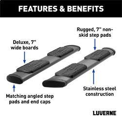 Luverne 277088-401734 LUVERNE 277088-401734 Regal 7 Black Stainless 88-Inch Truck Side Steps; Select F for Select Ford F-250 Super Duty, Ford F-350 Super Duty, Ford F-450 Super Duty, Ford F-550 Super Duty