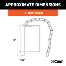 Load image into Gallery viewer, CURT 28000 3/8" Safety Pin with 12" Chain (2-3/4" Pin Length)