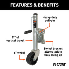 Load image into Gallery viewer, CURT 28113 Marine Jack with 6" Wheel (1,200 lbs, 10" Travel, Packaged)
