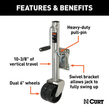 Load image into Gallery viewer, CURT 28155 Marine Jack with Dual 6" Wheels (1,500 lbs, 10" Travel)