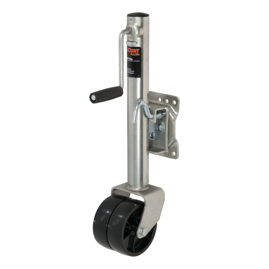 CURT 28156 Marine Jack with Dual 6" Wheels (1,500 lbs, 10" Travel, Packaged)