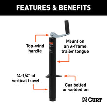 Load image into Gallery viewer, CURT 28200 A-Frame Jack with Top Handle (2,000 lbs, 14" Travel)