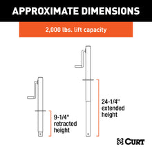 Load image into Gallery viewer, CURT 28204 A-Frame Jack with Side Handle (2,000 lbs, 14-1/2" Travel)