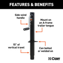 Load image into Gallery viewer, CURT 28204 A-Frame Jack with Side Handle (2,000 lbs, 14-1/2" Travel)