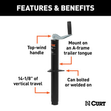 Load image into Gallery viewer, CURT 28250 A-Frame Jack with Top Handle (5,000 lbs, 14" Travel)