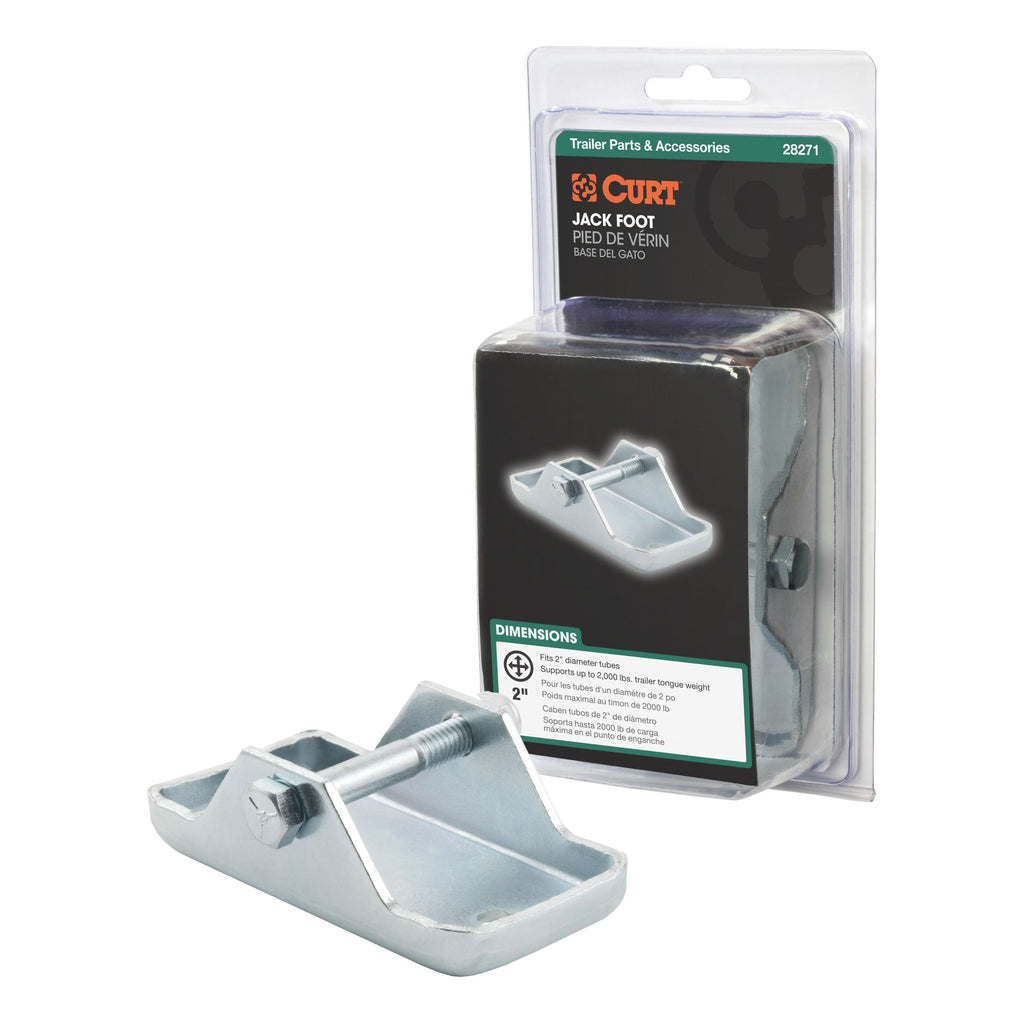 CURT 28271 Bolt-On Jack Foot (Fits 2" Tube, 2,000 lbs, Packaged)