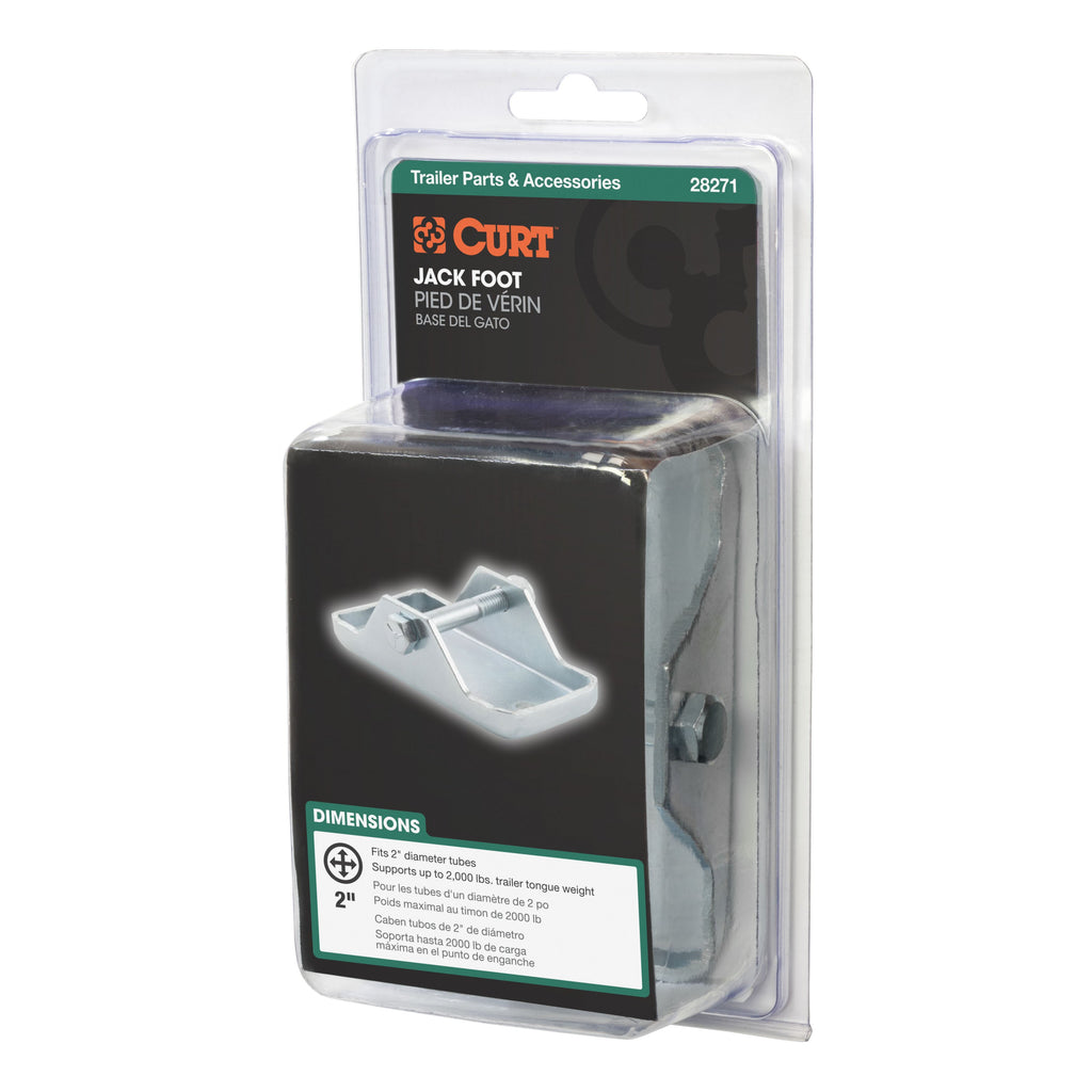 CURT 28271 Bolt-On Jack Foot (Fits 2" Tube, 2,000 lbs, Packaged)