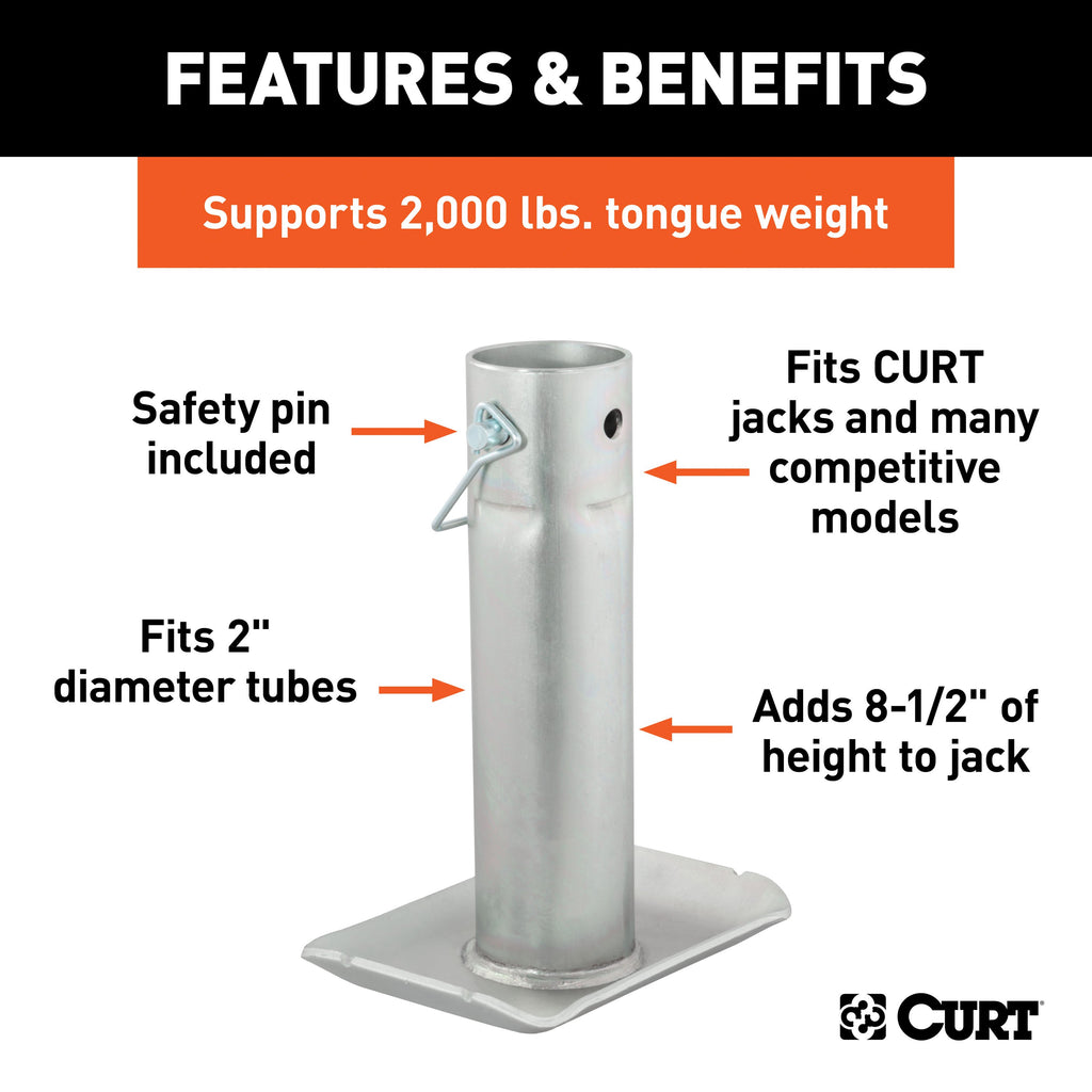 CURT 28274 Pin-On Jack Foot (Fits 2" Tube, 2,000 lbs, 8-1/2" Height)