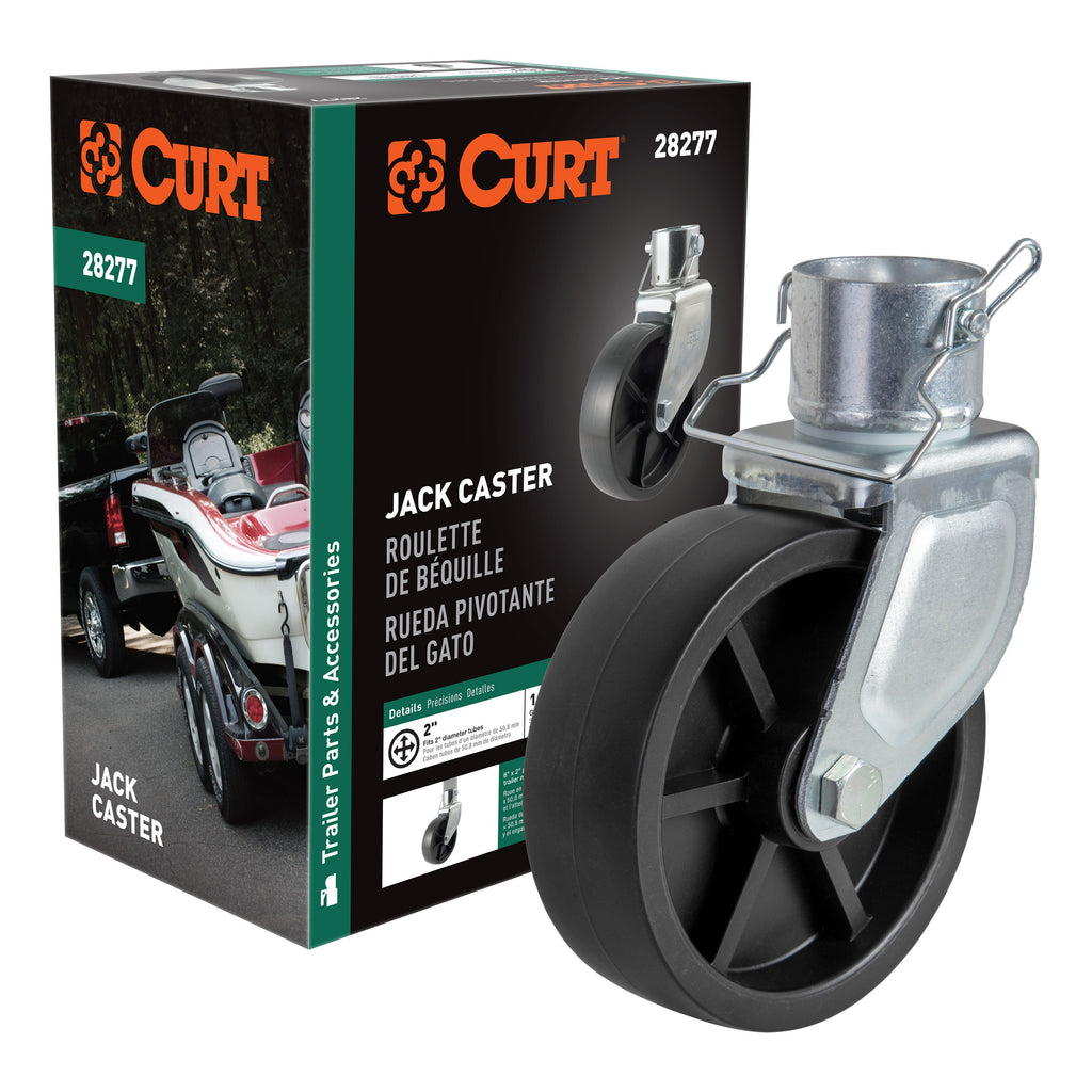 CURT 28277 6" Jack Caster (Fits 2" Tube, 1,200 lbs, Packaged)