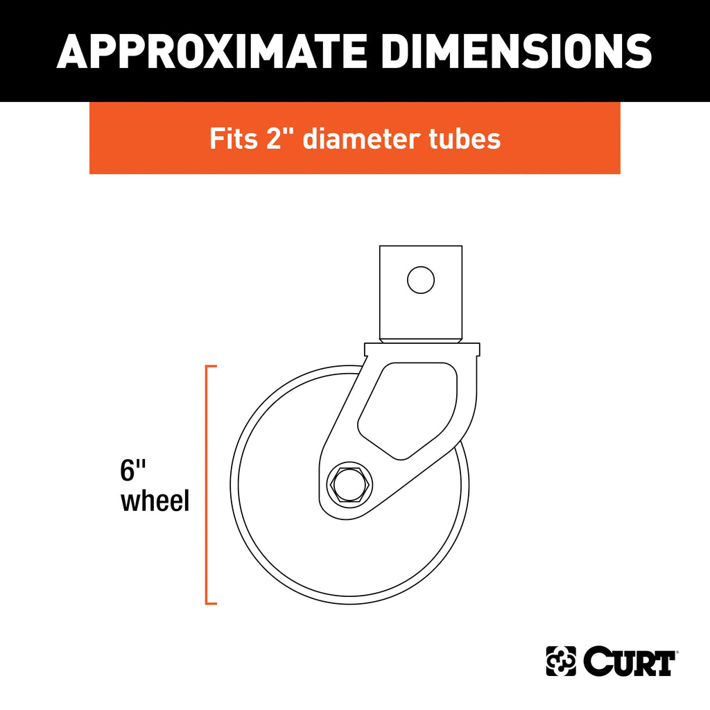 CURT 28277 6" Jack Caster (Fits 2" Tube, 1,200 lbs, Packaged)