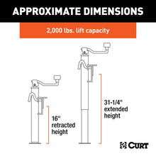 Load image into Gallery viewer, CURT 28304 Bracket-Mount Swivel Jack with Top Handle (2,000 lbs, 15" Travel)