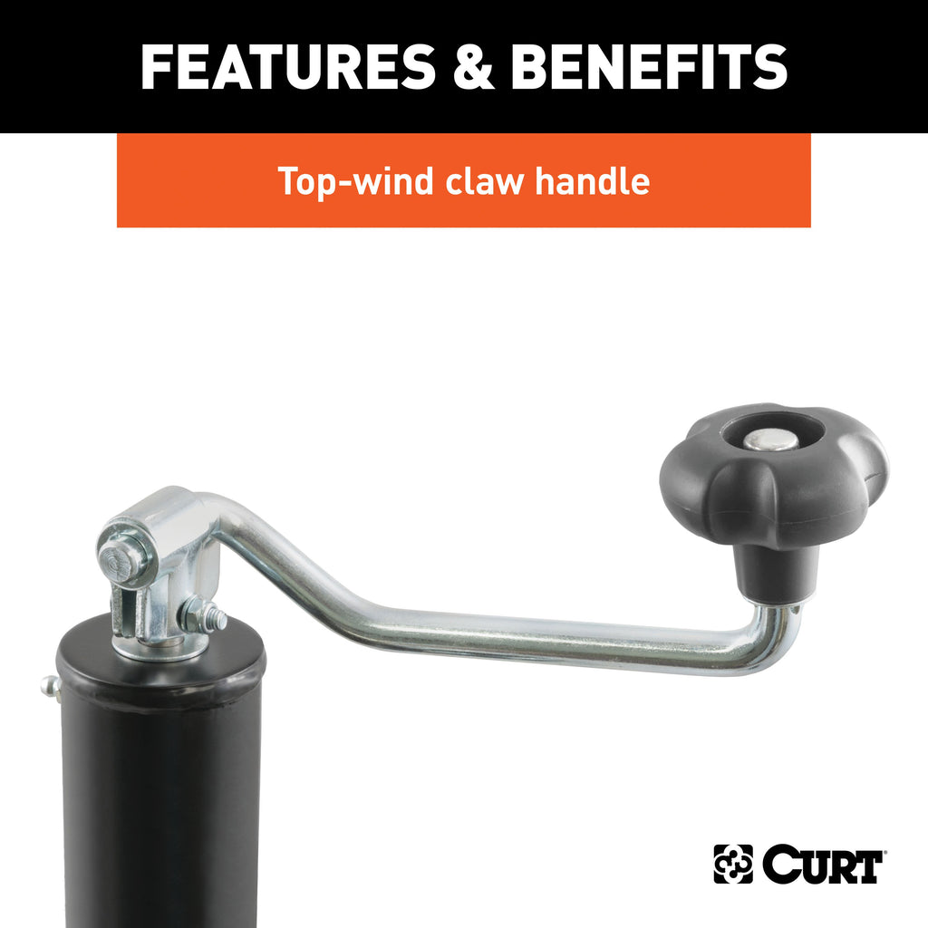 CURT 28304 Bracket-Mount Swivel Jack with Top Handle (2,000 lbs, 15" Travel)