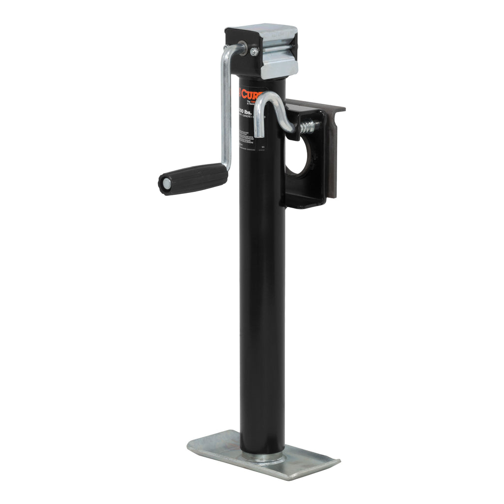 CURT 28306 Bracket-Mount Swivel Jack with Side Handle (2,000 lbs, 15" Travel)