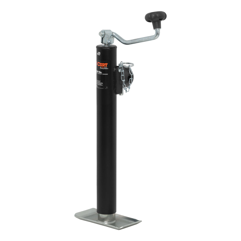 CURT 28322 Pipe-Mount Swivel Jack with Top Handle (2,000 lbs, 15" Travel)