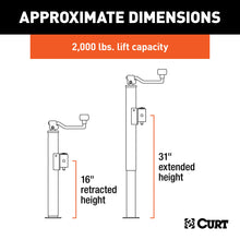 Load image into Gallery viewer, CURT 28322 Pipe-Mount Swivel Jack with Top Handle (2,000 lbs, 15" Travel)