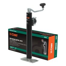 Load image into Gallery viewer, CURT 28323 Pipe-Mount Swivel Jack with Top Handle (2,000 lbs, 15" Travel, Packaged)