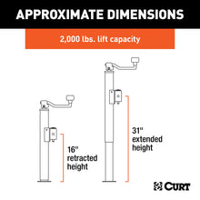 Load image into Gallery viewer, CURT 28323 Pipe-Mount Swivel Jack with Top Handle (2,000 lbs, 15" Travel, Packaged)