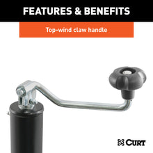 Load image into Gallery viewer, CURT 28323 Pipe-Mount Swivel Jack with Top Handle (2,000 lbs, 15" Travel, Packaged)