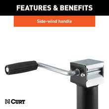 Load image into Gallery viewer, CURT 28354 Pipe-Mount Swivel Jack with Side Handle (5,000 lbs, 10" Travel)