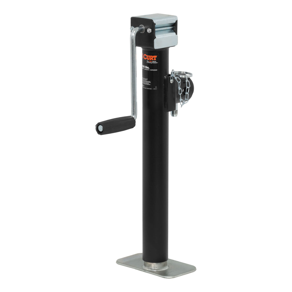 CURT 28358 Pipe-Mount Swivel Jack with Side Handle (5;000 lbs; 15in. Travel) - Truck Part Superstore