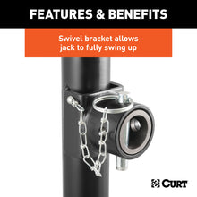 Load image into Gallery viewer, CURT 28358 Pipe-Mount Swivel Jack with Side Handle (5;000 lbs; 15in. Travel) - Truck Part Superstore