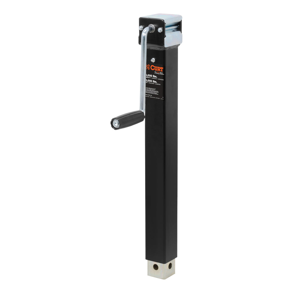 CURT 28359 Direct-Weld Square Jack with Side Handle (5,000 lbs, 15" Travel)