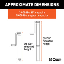 Load image into Gallery viewer, CURT 28359 Direct-Weld Square Jack with Side Handle (5,000 lbs, 15" Travel)