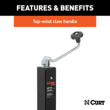 Load image into Gallery viewer, CURT 28570 Direct-Weld Square Jack with Top Handle (8,000 lbs, 15" Travel)