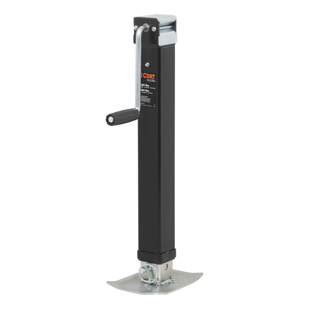 CURT 28575 Direct-Weld Square Jack with Side Handle (8,000 lbs, 15" Travel)