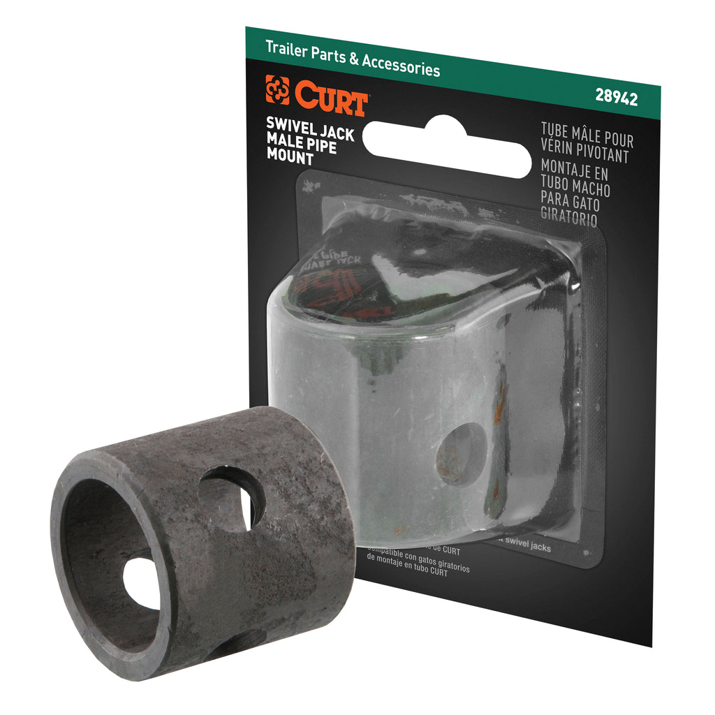 CURT 28942 Replacement Swivel Jack Male Pipe Mount (9/16" Pin Hole, Packaged)
