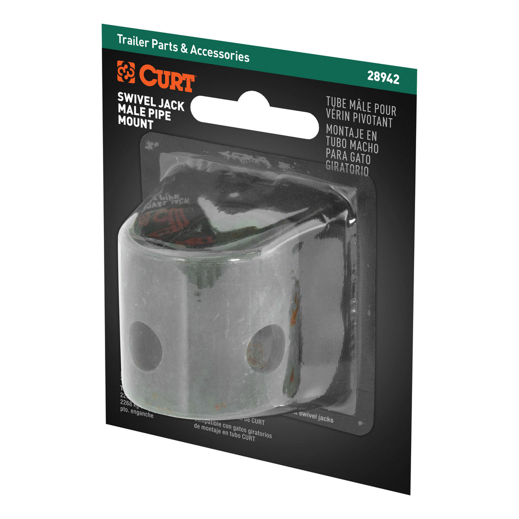CURT 28942 Replacement Swivel Jack Male Pipe Mount (9/16" Pin Hole, Packaged)