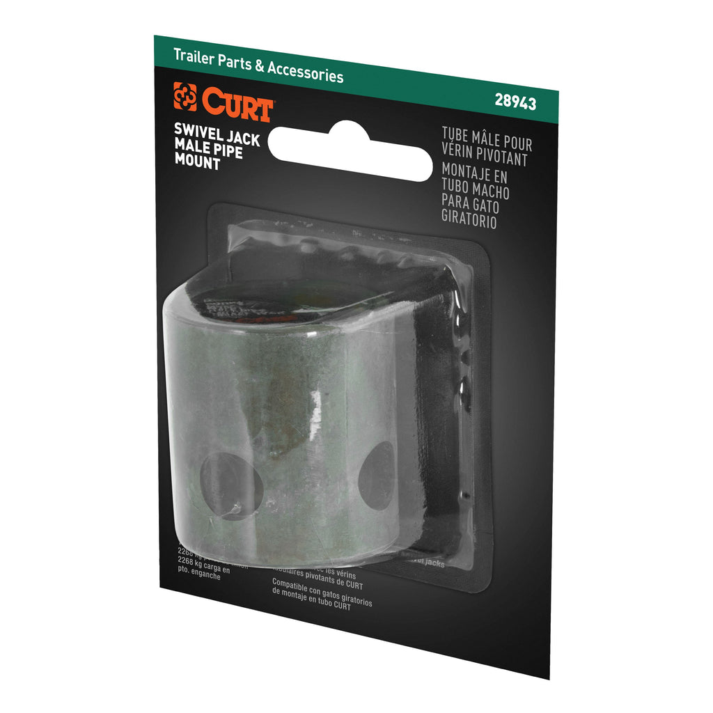 CURT 28943 Replacement Swivel Jack Male Pipe Mount (5/8" Pin Hole, Packaged)