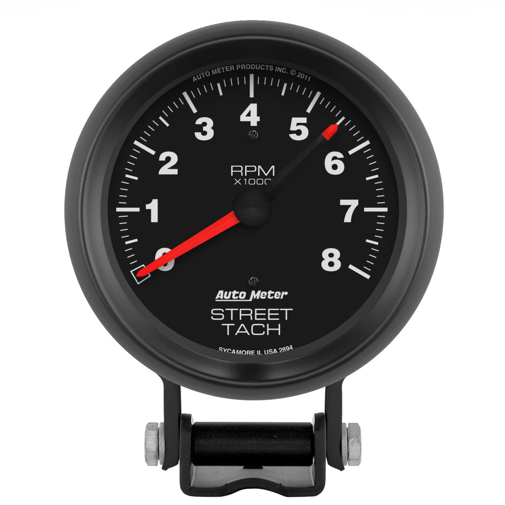 AutoMeter 2894 GAUGE, TACHOMETER, 3 3/4", 8K RPM, PEDESTAL W/RED LINE, Z-SERIES
