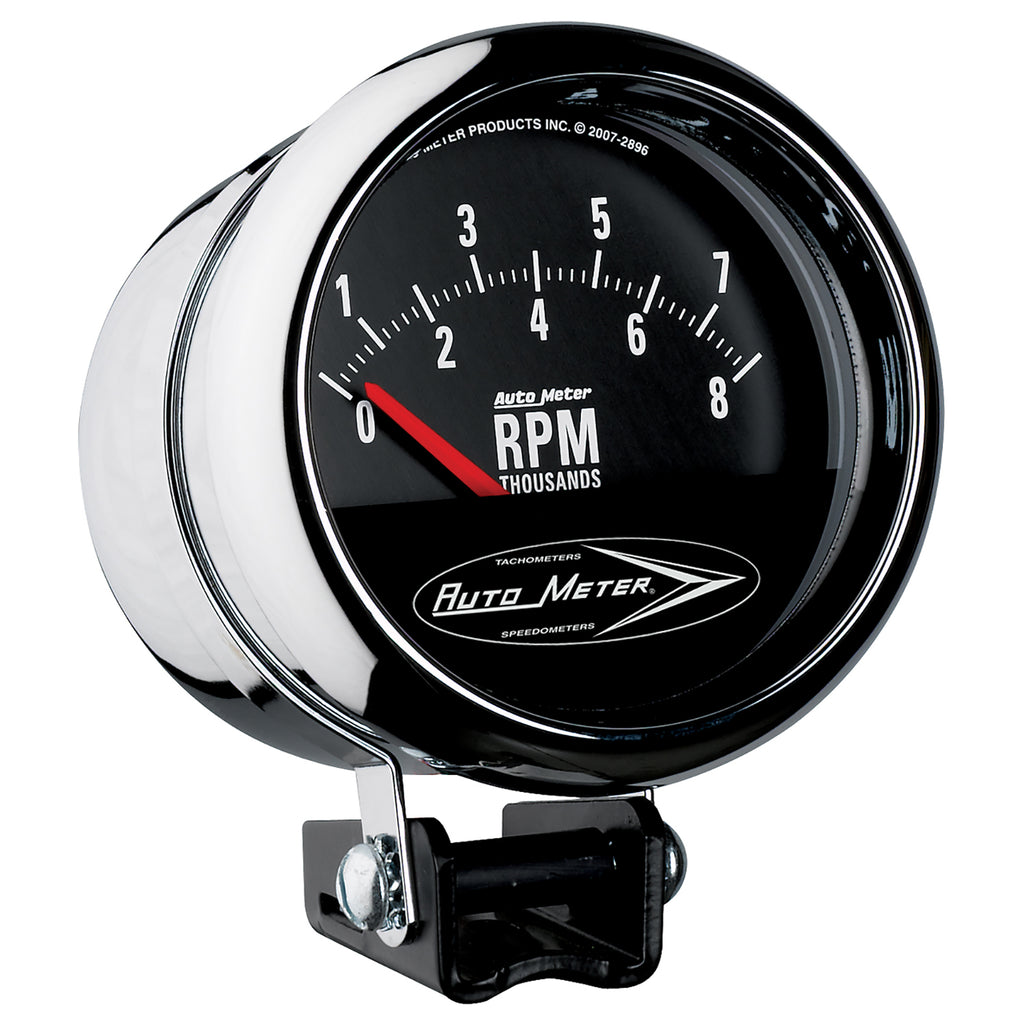 AutoMeter 2897 GAUGE, TACH, 3 3/4", 8K RPM, PEDESTAL W/RETRO SHORT SWEEP, TRADITIONAL CHROME